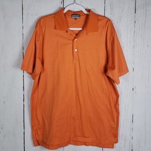 Alan Flusser Golf Orange and White Stripped Polo